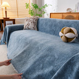 Cozy Textured Couch Protector with Fringe, Universal Soft Slipcover for Couch Sofa Bed - Ornate Home
