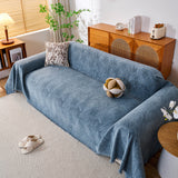 Cozy Textured Couch Protector with Fringe, Universal Soft Slipcover for Couch Sofa Bed - Ornate Home