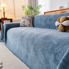 Cozy Textured Couch Protector with Fringe, Universal Soft Slipcover for Couch Sofa Bed - Ornate Home