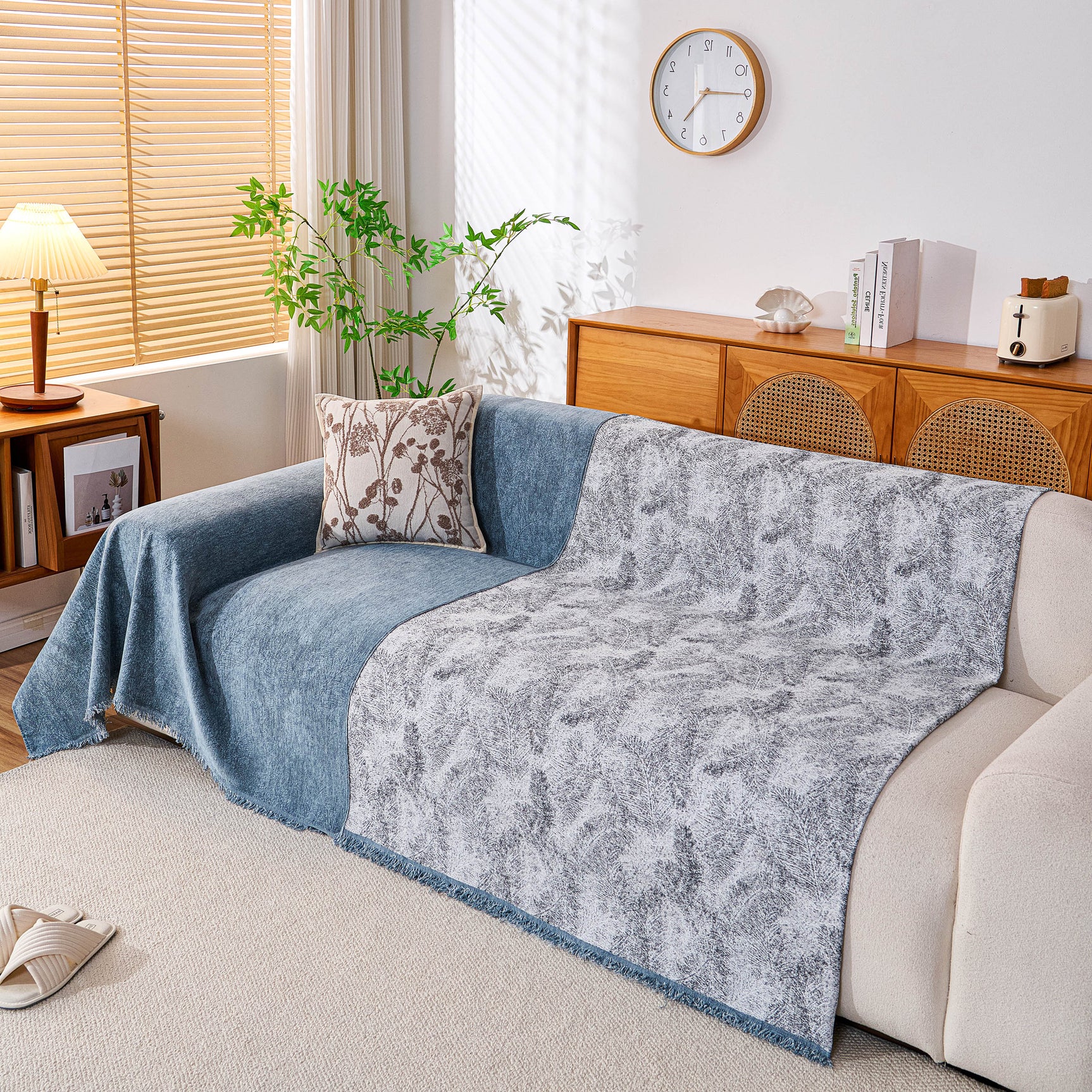 Cozy Textured Couch Protector with Fringe, Universal Soft Slipcover for Couch Sofa Bed - Ornate Home