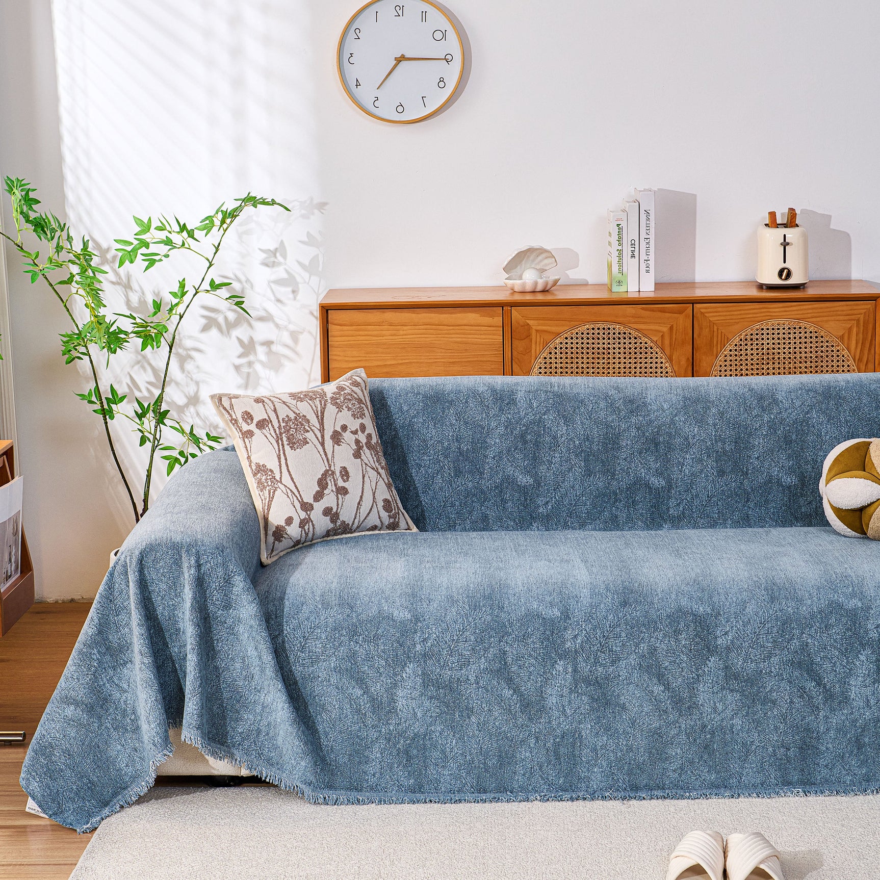 Cozy Textured Couch Protector with Fringe, Universal Soft Slipcover for Couch Sofa Bed - Ornate Home