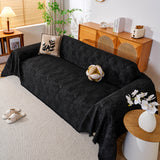 Cozy Textured Couch Protector with Fringe, Universal Soft Slipcover for Couch Sofa Bed - Ornate Home