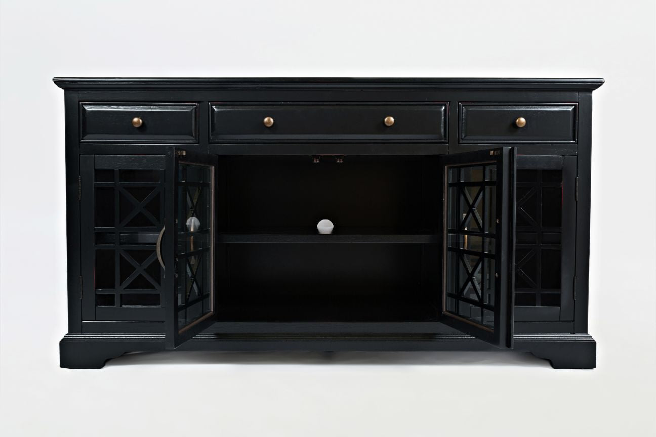Craftsman Antique Black 60 Media Unit - Ornate Home
