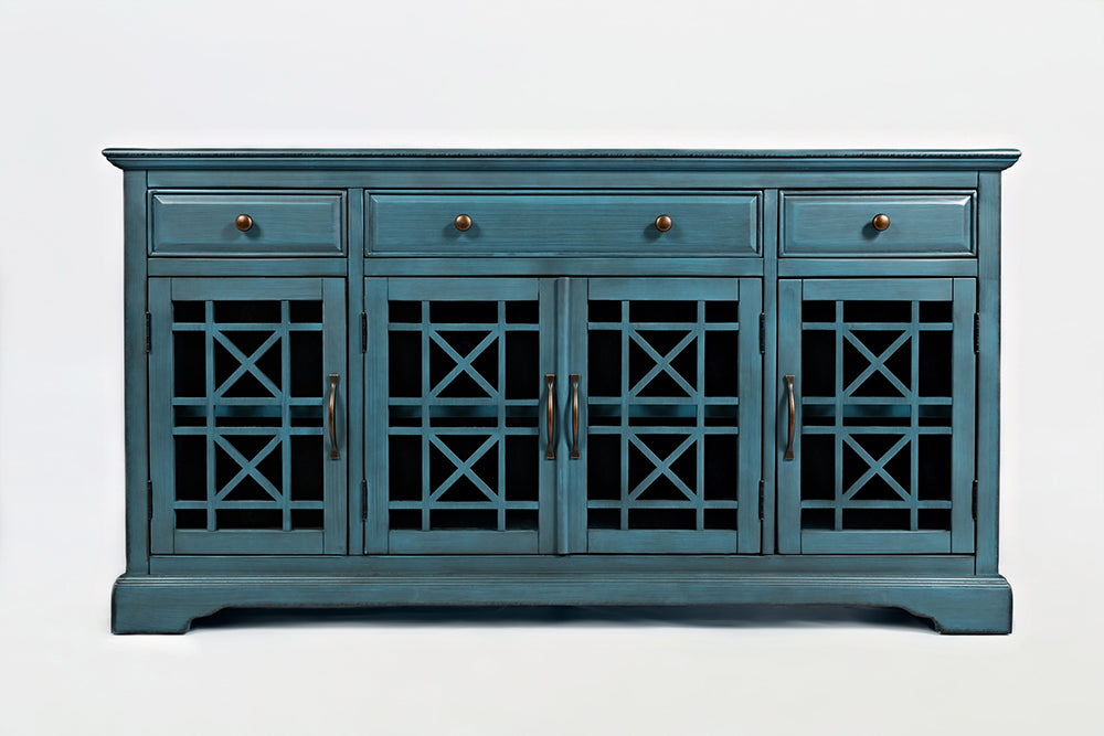Craftsman Antique Blue 60 Media Unit - Ornate Home