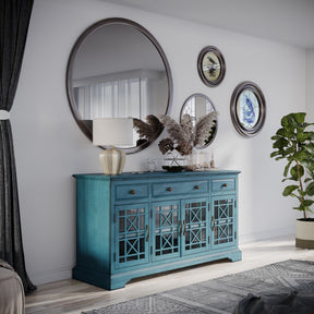 Craftsman Antique Blue 60 Media Unit - Ornate Home