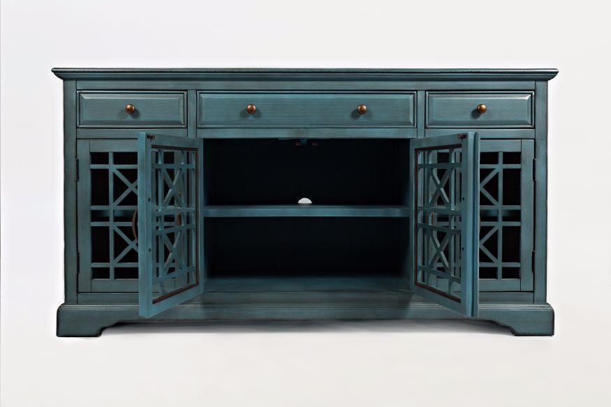 Craftsman Antique Blue 60 Media Unit - Ornate Home