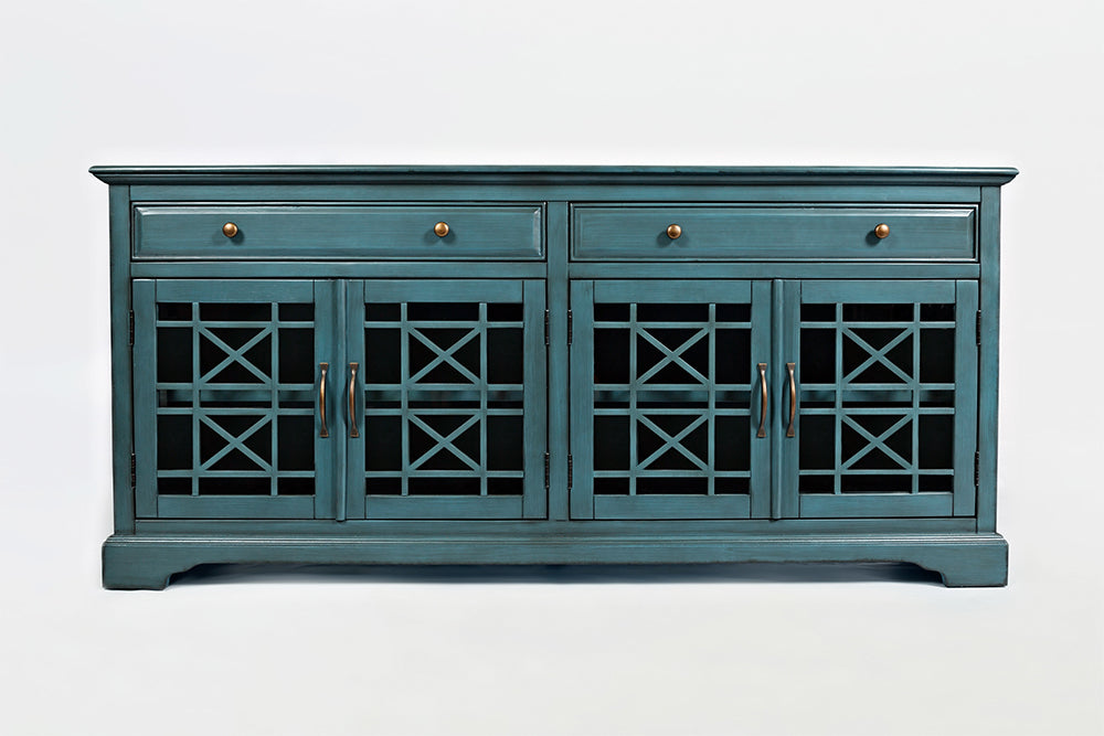 Craftsman Antique Blue 70 Media Unit - Ornate Home