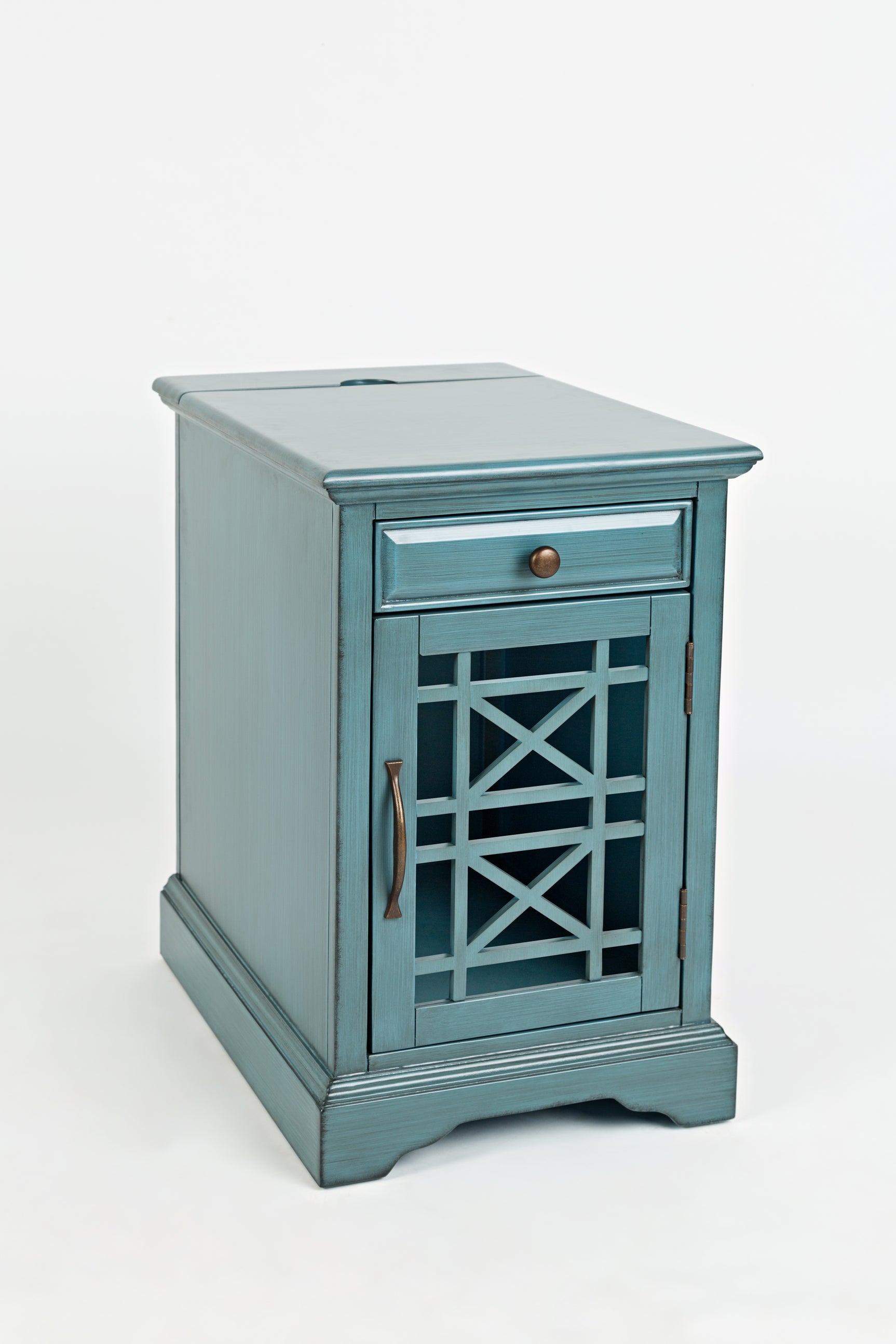 Craftsman Antique Blue Power Chairside Table - Ornate Home