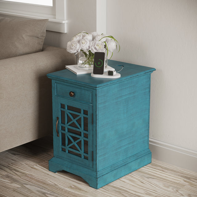 Craftsman Antique Blue Power Chairside Table - Ornate Home