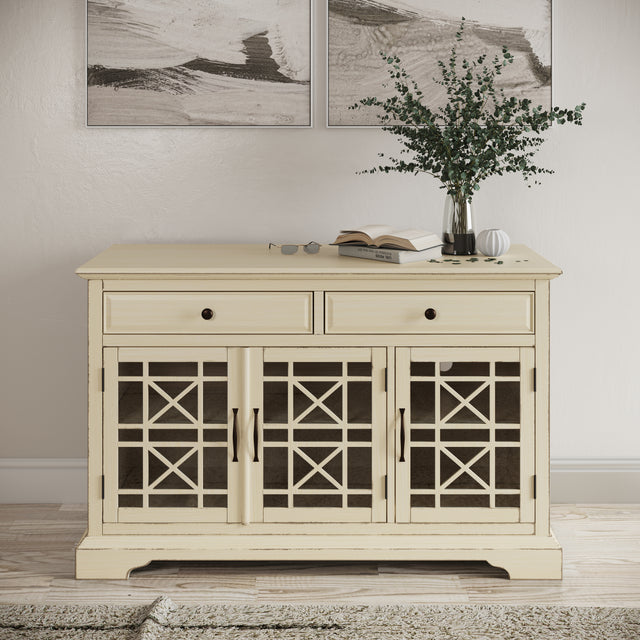 Craftsman Antique Cream 50 Media Unit - Ornate Home