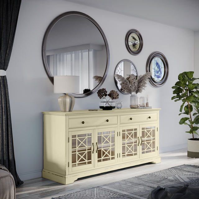 Craftsman Antique Cream 70 Media Unit - Ornate Home