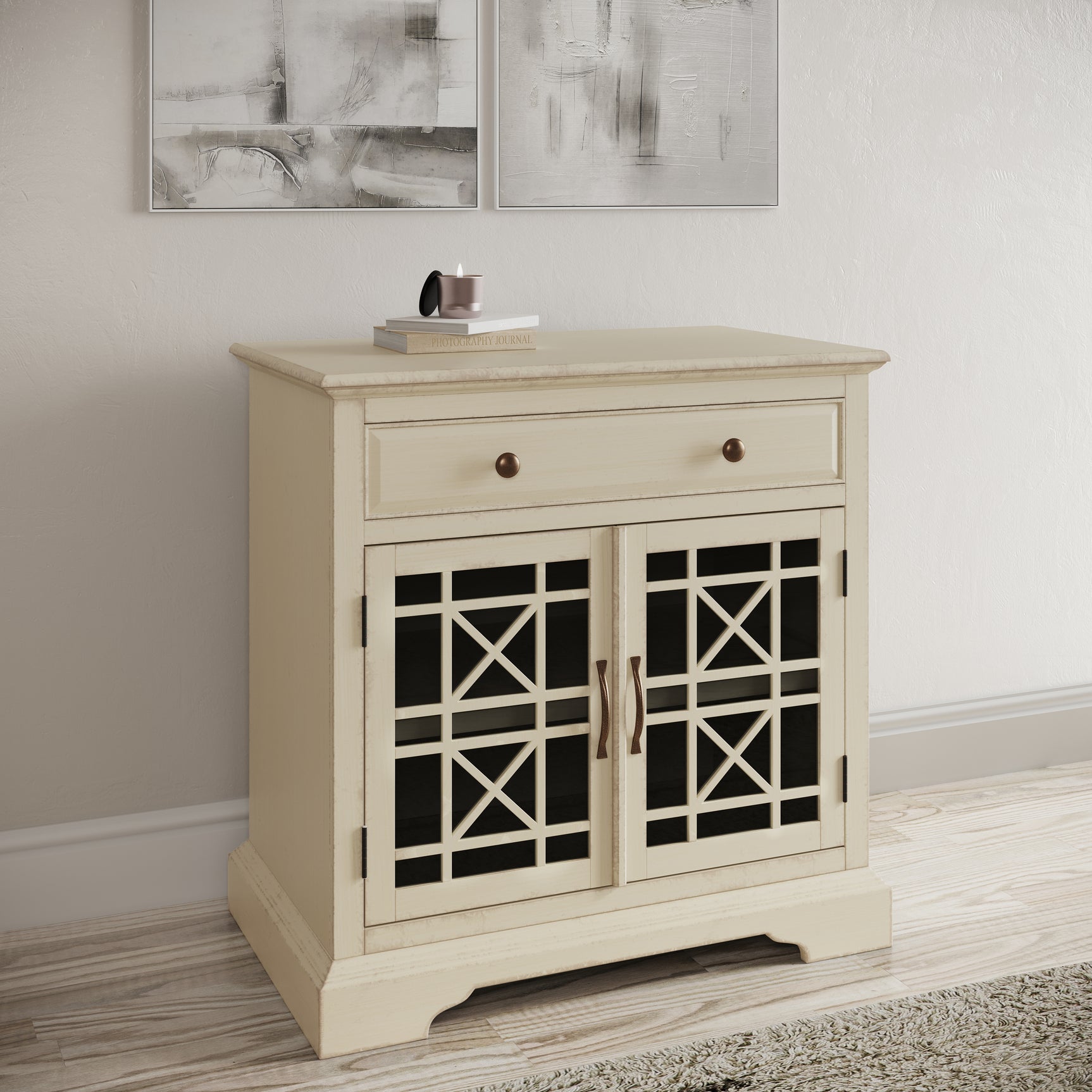 Craftsman Antique Cream Accent Chest - Ornate Home