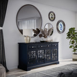 Craftsman Navy Blue 60 Media Unit - Ornate Home