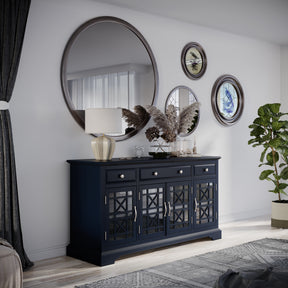Craftsman Navy Blue 60 Media Unit - Ornate Home