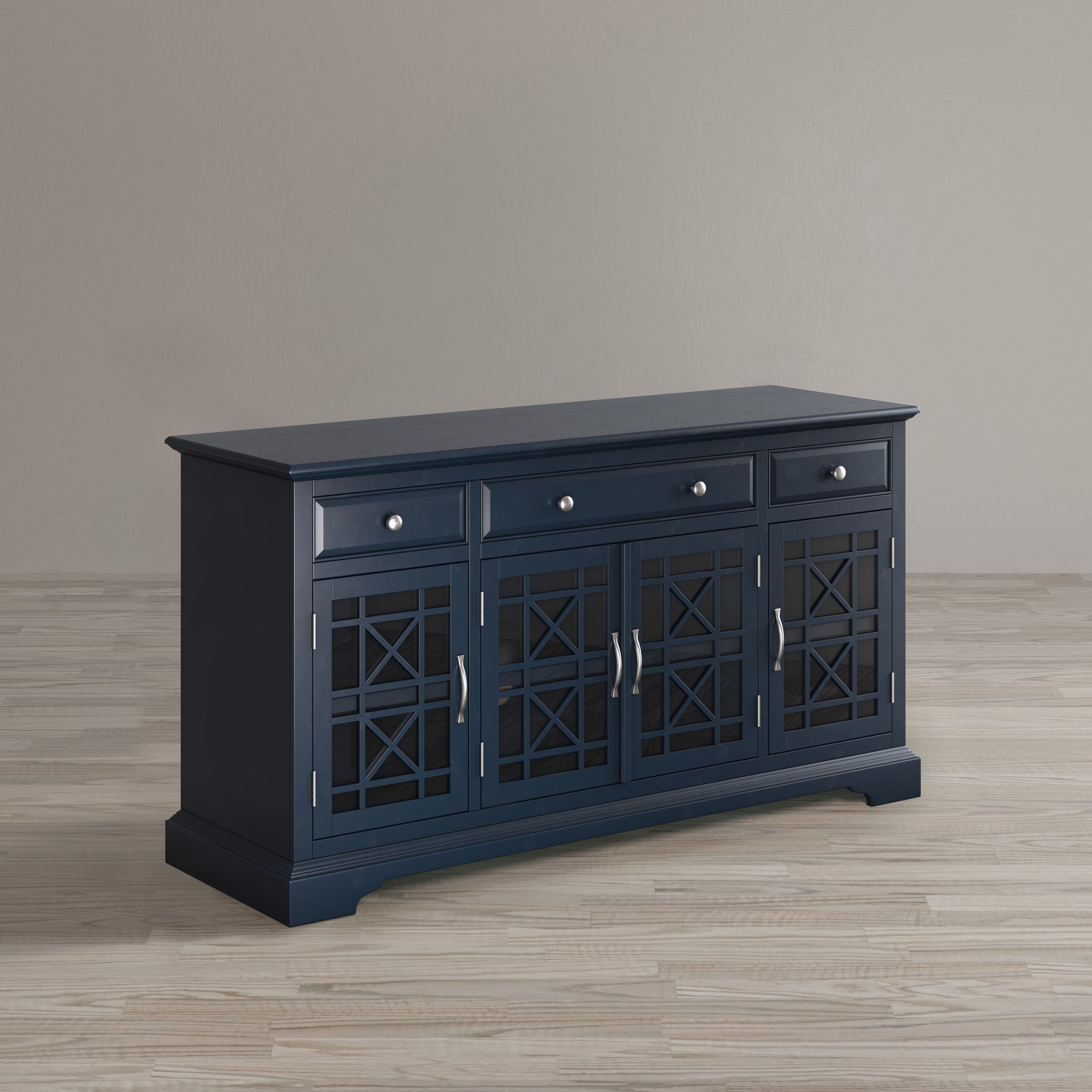 Craftsman Navy Blue 60 Media Unit - Ornate Home