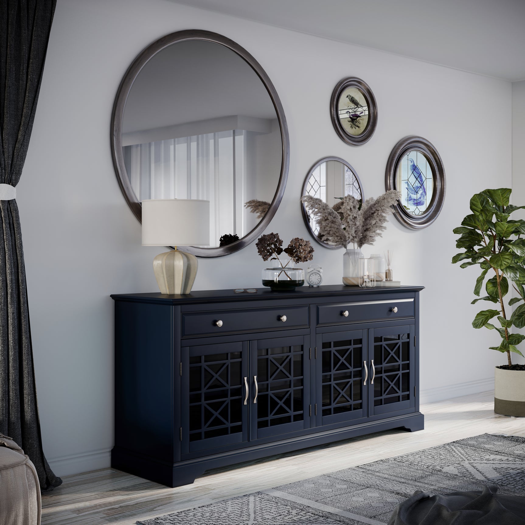 Craftsman Navy Blue 70 Media Unit - Ornate Home
