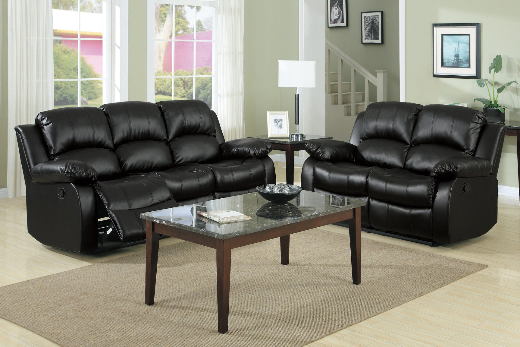 Cranley Black Double Reclining Loveseat - Ornate Home