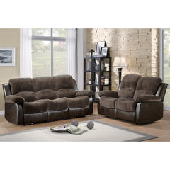 Cranley Brown Double Reclining Sofa Fabric Seating - Ornate Home