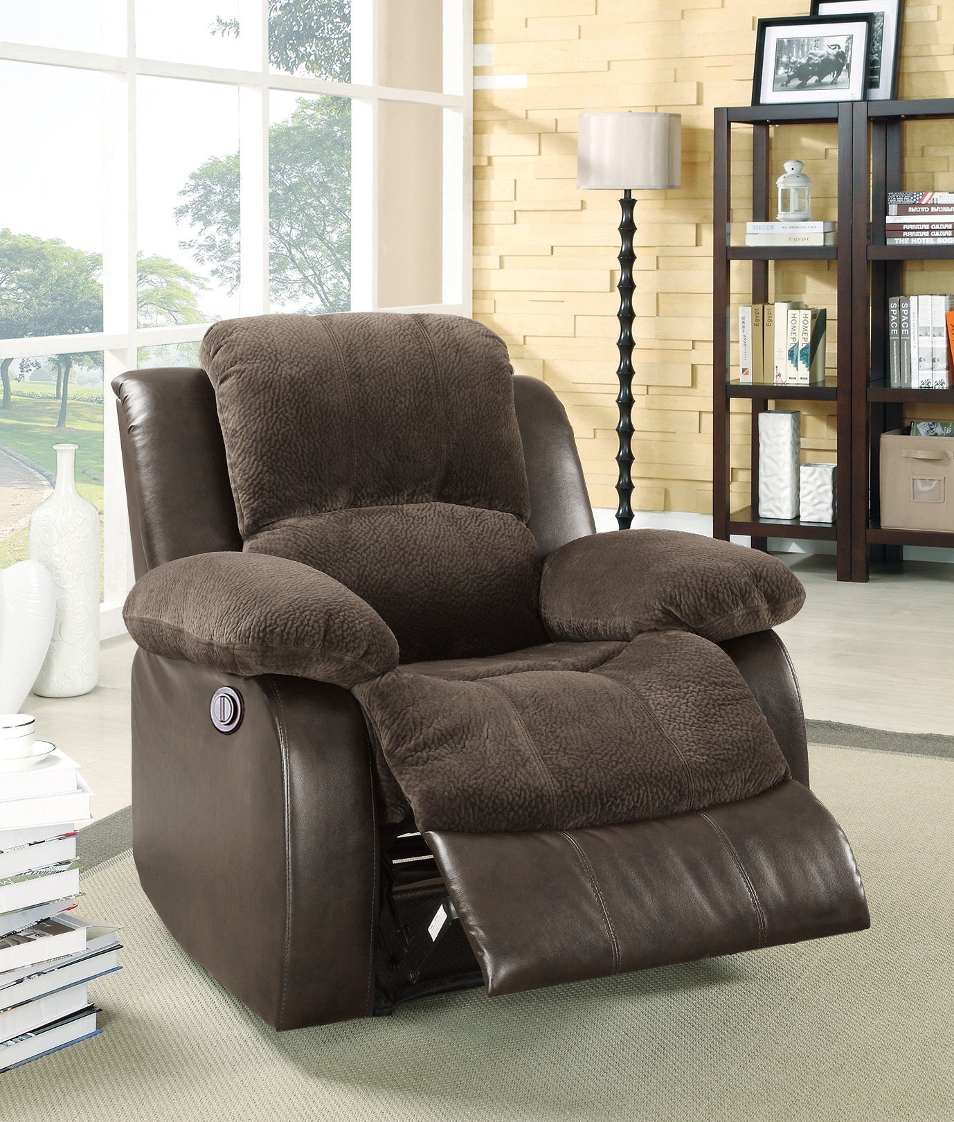 Cranley Brown Reclining Chair Fabric Seating - Ornate Home