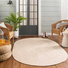 Cream Braided Faux Jute Outdoor Rug - Ornate Home