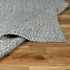 Cream Charcoal Braided Faux Jute Outdoor Rug - Ornate Home
