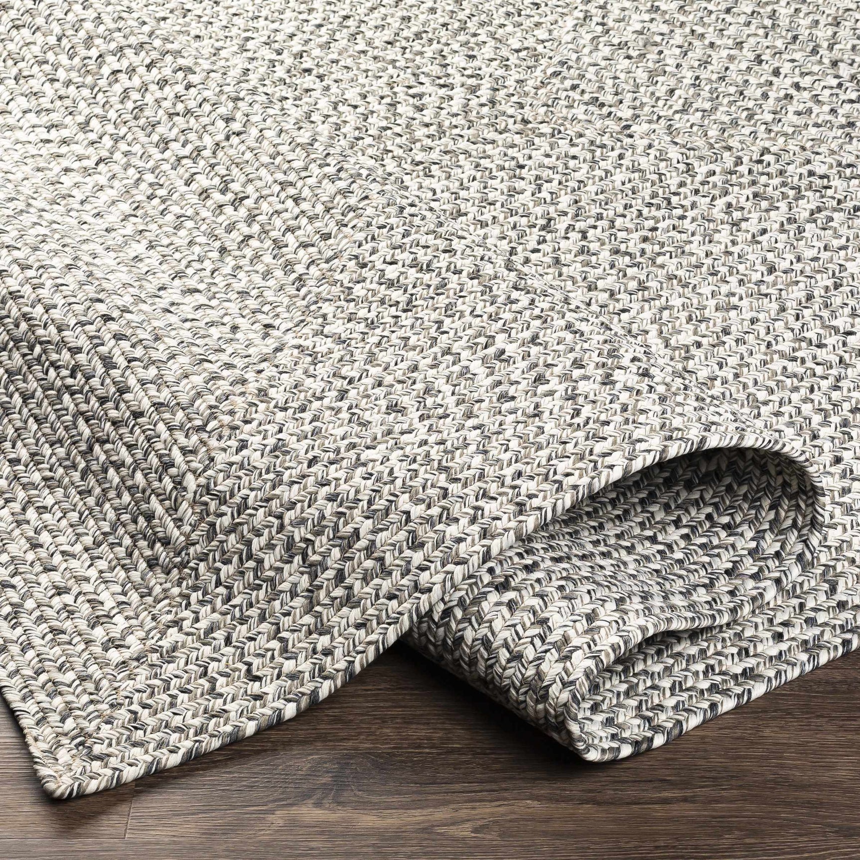 Cream Charcoal Braided Faux Jute Rug - Ornate Home