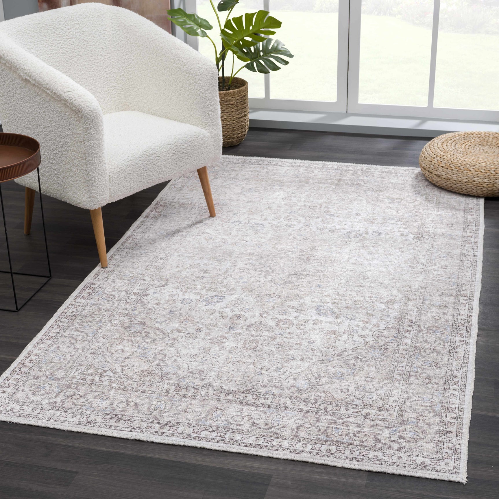 Cream Holi-2301 Washable Area Rug - Ornate Home