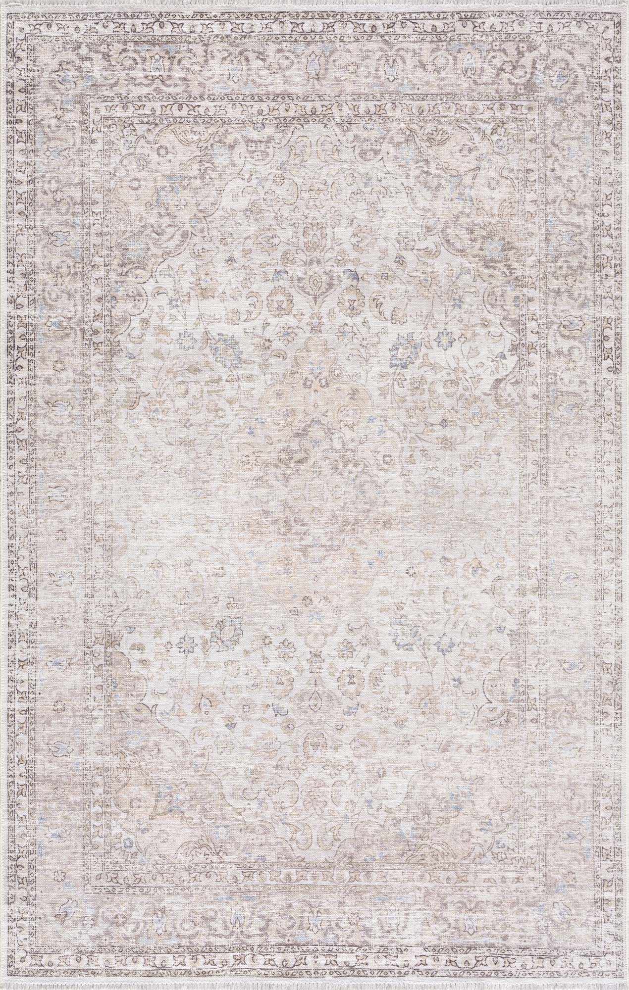 Cream Holi-2301 Washable Area Rug - Ornate Home