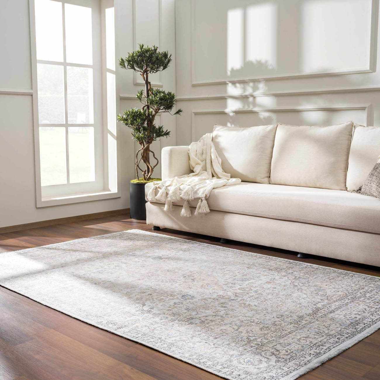 Cream Holi-2301 Washable Area Rug - Ornate Home