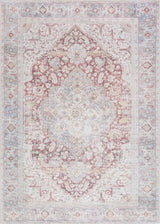 Cream Rust Leeston Vintage Washable Area Rug - Clearance - Ornate Home