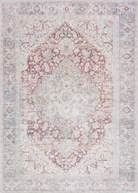 Cream Rust Leeston Vintage Washable Area Rug - Clearance - Ornate Home