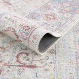 Cream Rust Leeston Vintage Washable Area Rug - Clearance - Ornate Home