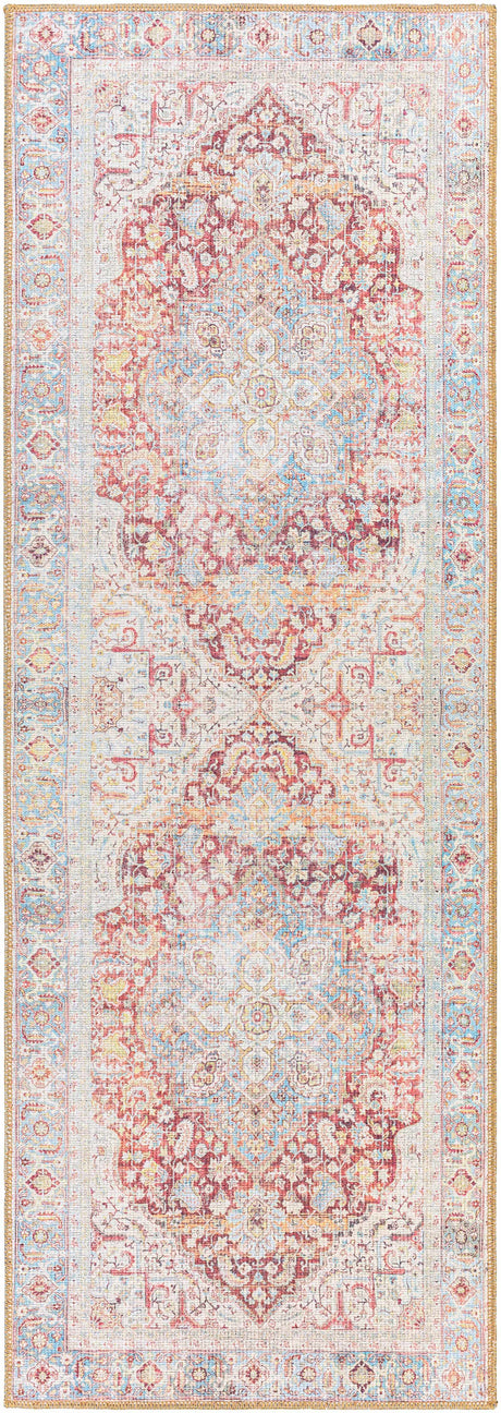 Cream Rust Leeston Vintage Washable Area Rug - Clearance - Ornate Home