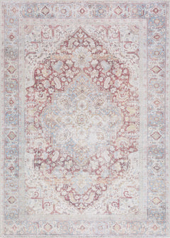 Cream Rust Leeston Washable Rug - Clearance - Ornate Home