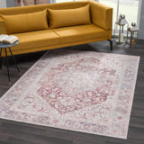 Cream Rust Leeston Washable Rug - Clearance - Ornate Home