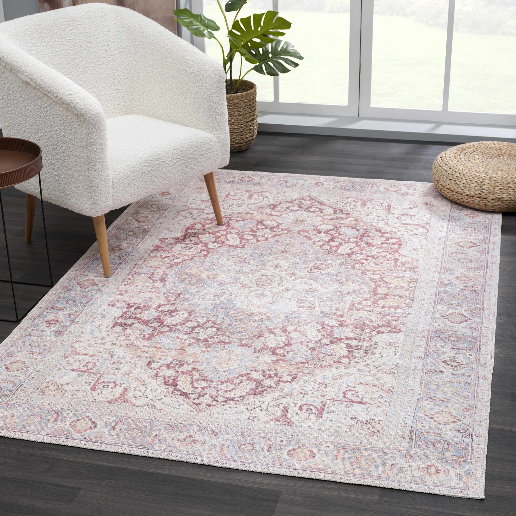 Cream Rust Leeston Washable Rug - Clearance - Ornate Home