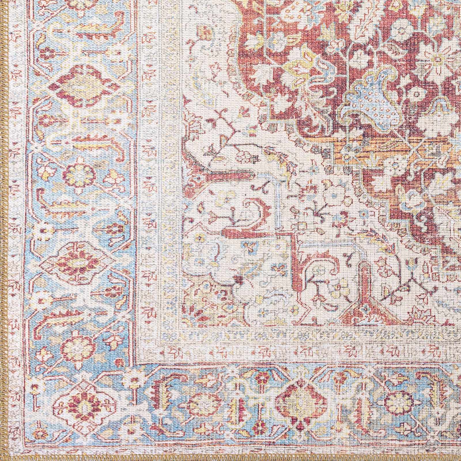 Cream Rust Leeston Washable Rug - Clearance - Ornate Home