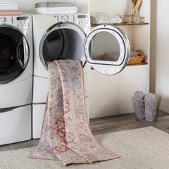 Cream Rust Leeston Washable Rug - Clearance - Ornate Home
