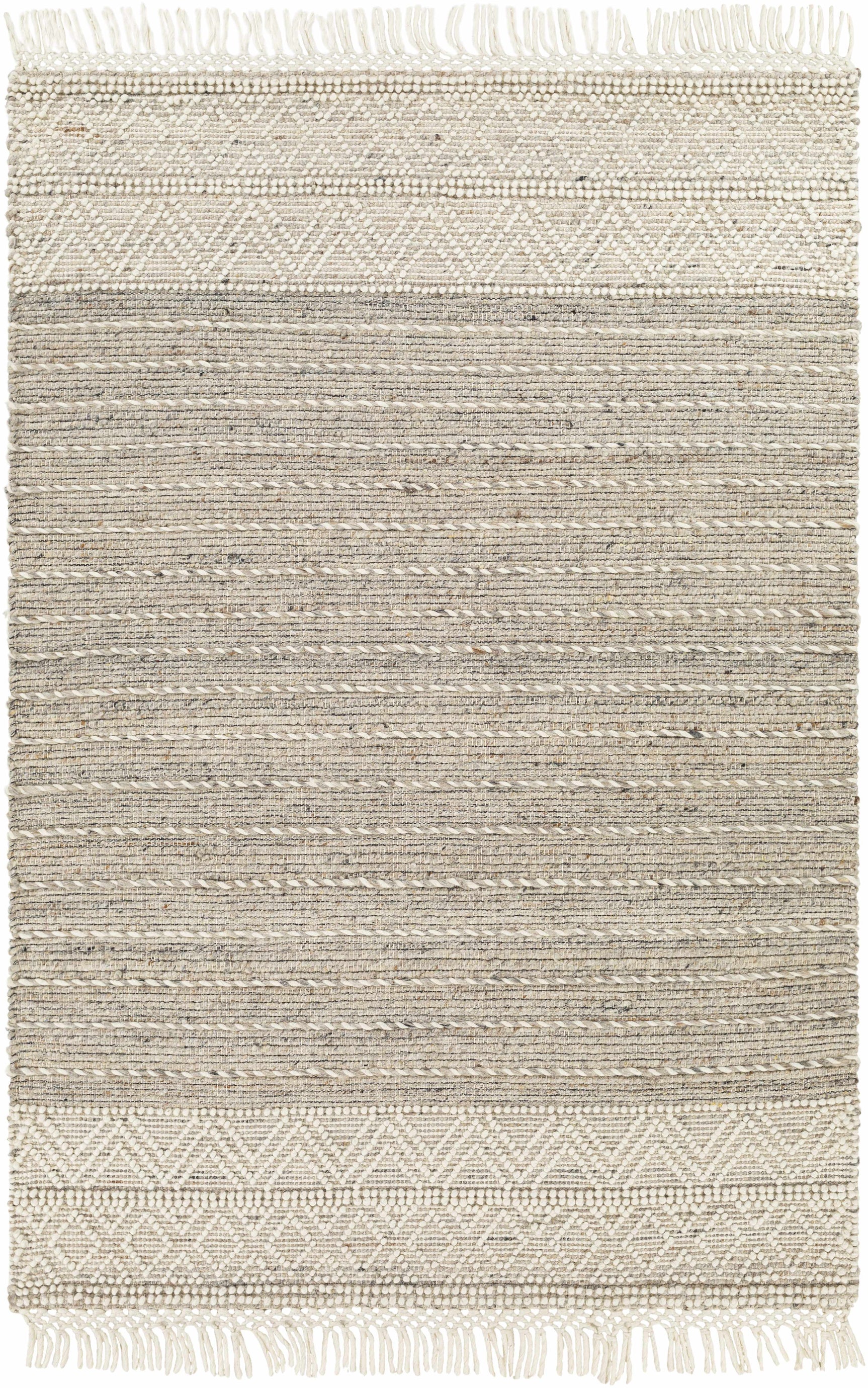 Cream Veruela Wool Blend Braided Tassel Area Rug - Clearance - Ornate Home