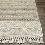 Cream Veruela Wool Blend Braided Tassel Area Rug - Clearance - Ornate Home