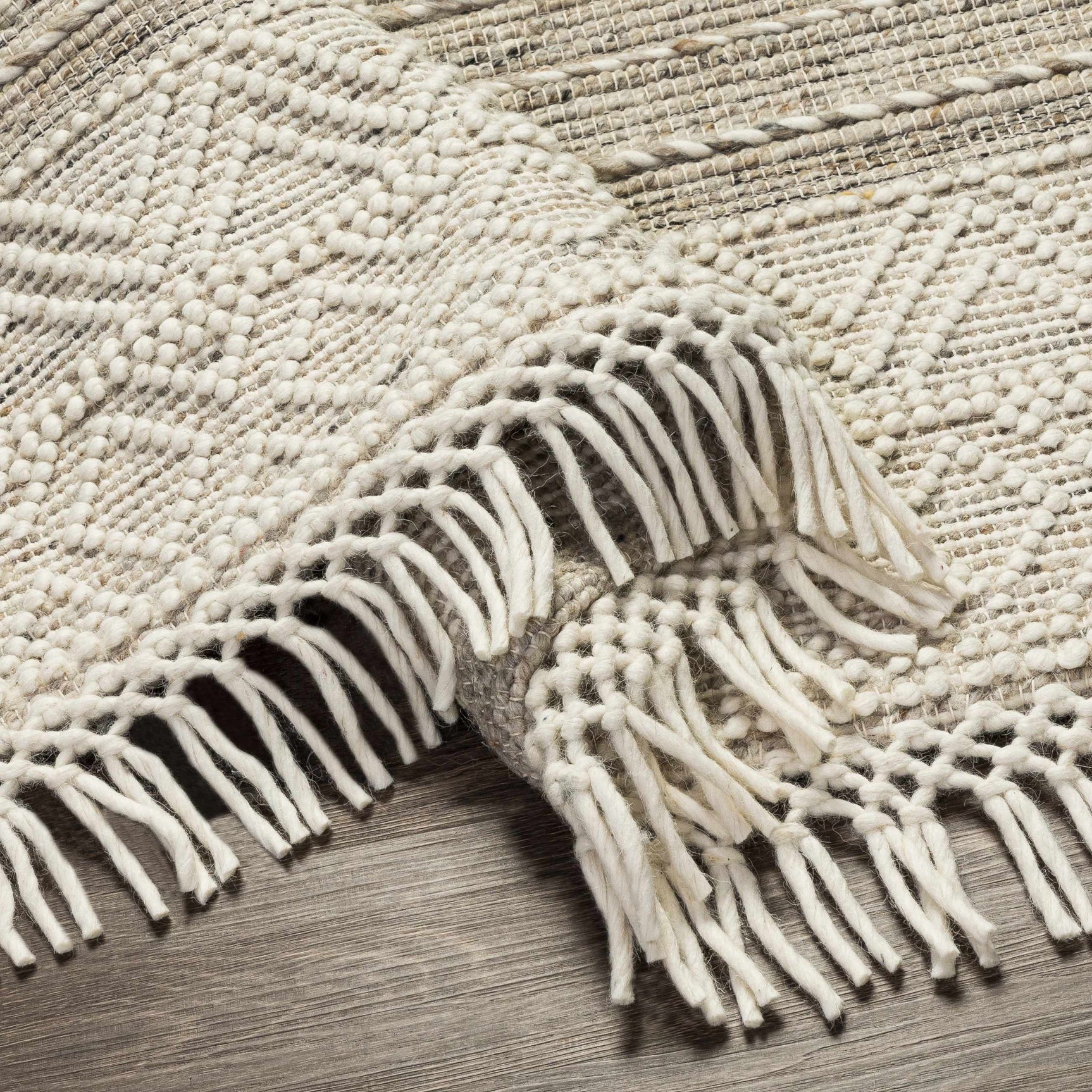 Cream Veruela Wool Blend Braided Tassel Area Rug - Clearance - Ornate Home