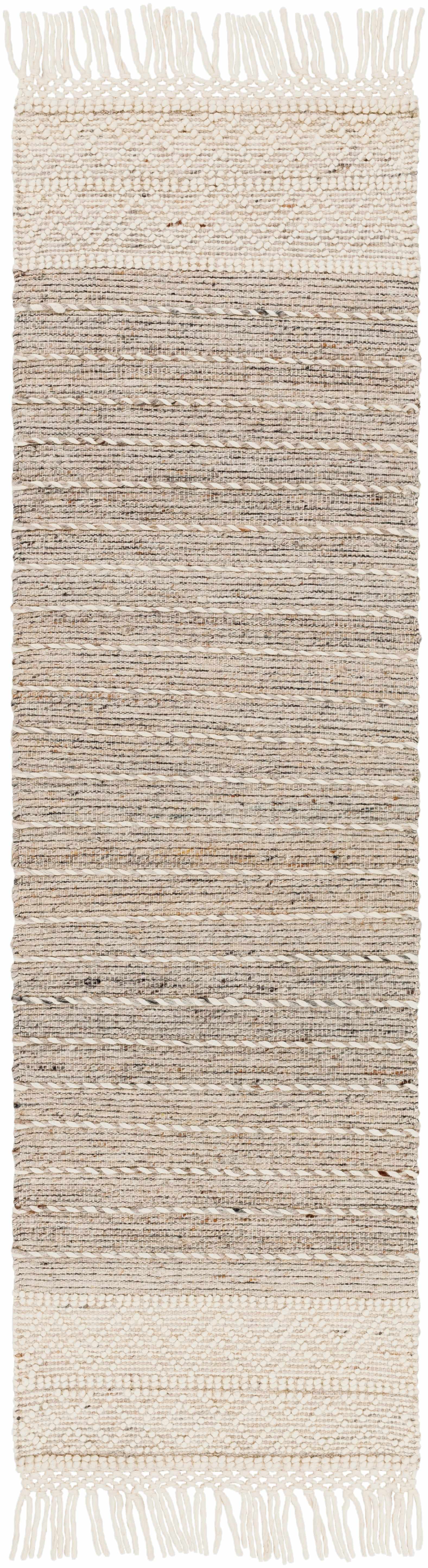 Cream Veruela Wool Blend Braided Tassel Area Rug - Clearance - Ornate Home