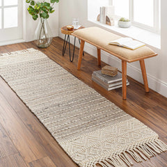 Cream Veruela Wool Blend Braided Tassel Area Rug - Clearance - Ornate Home
