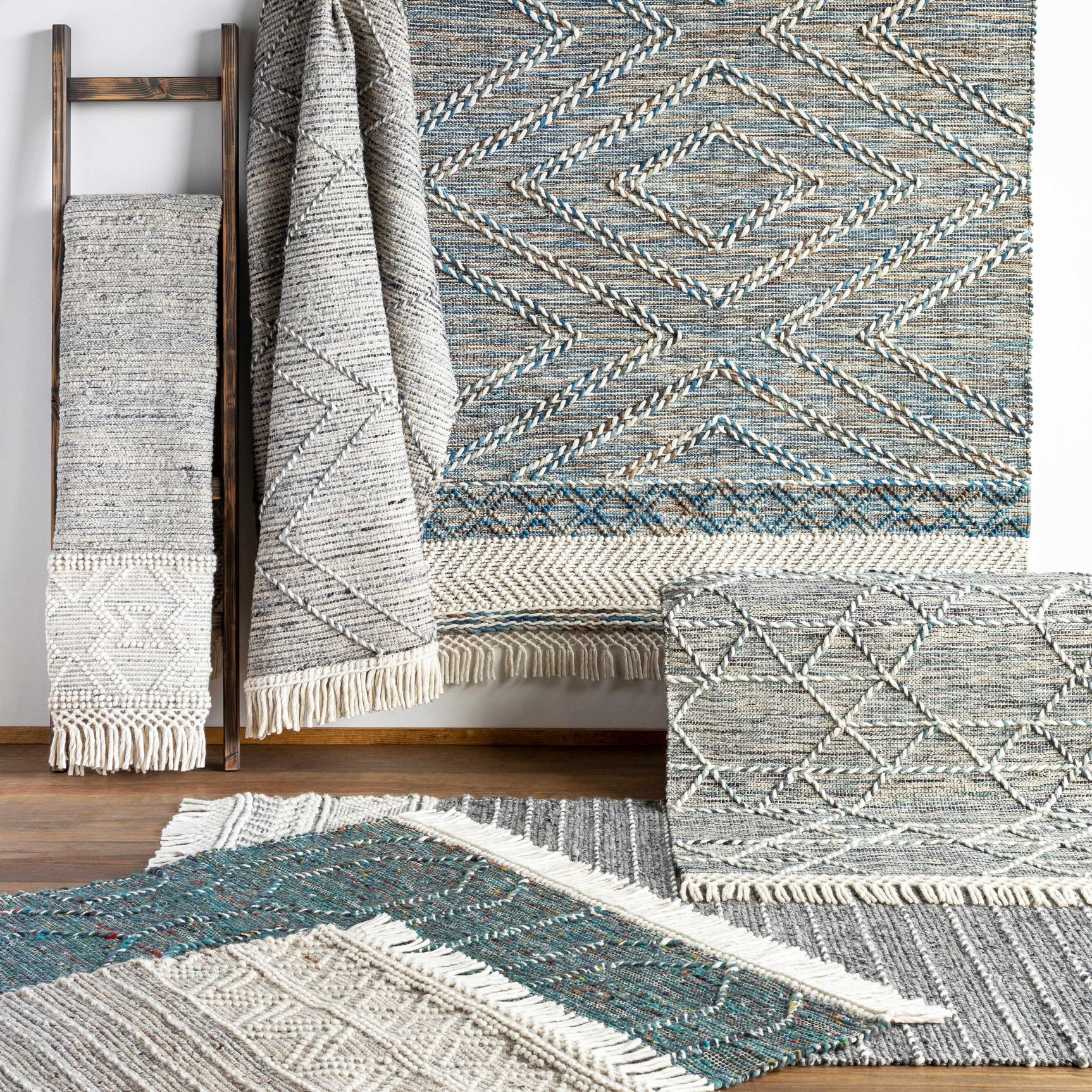 Cream Veruela Wool Blend Braided Tassel Area Rug - Clearance - Ornate Home