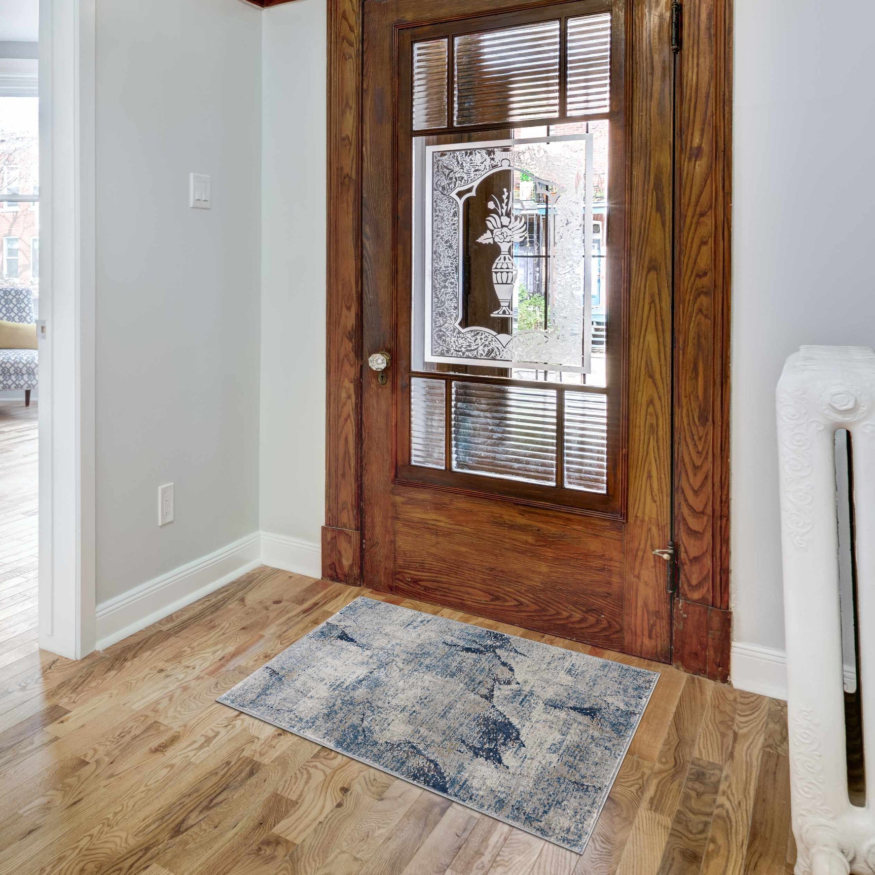 Creighton Blue Marble Textured Luxe Rug - Ornate Home