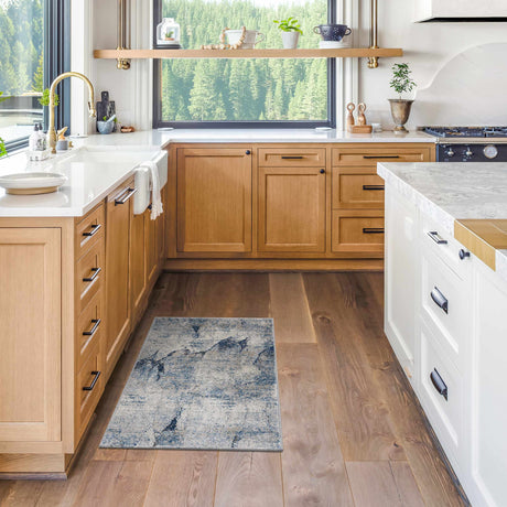 Creighton Blue Marble Textured Luxe Rug - Ornate Home