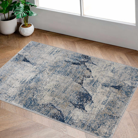 Creighton Blue Marble Textured Luxe Rug - Ornate Home
