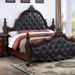 Cremona Dark Cherry 4 Pc. Queen Bedroom Set Leatherette - Ornate Home
