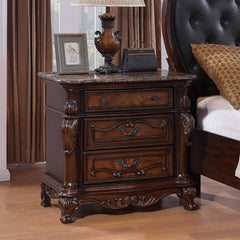 Cremona Dark Cherry 5 Pc. Queen Leatherette Bedroom Set w/ Chest - Ornate Home