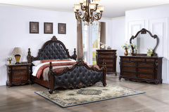 Cremona Dark Cherry E.King Bed Leatherette - Ornate Home